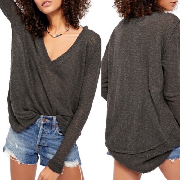 Free People Black Ocean Air Hacci Pullover - Picture 5 of 6